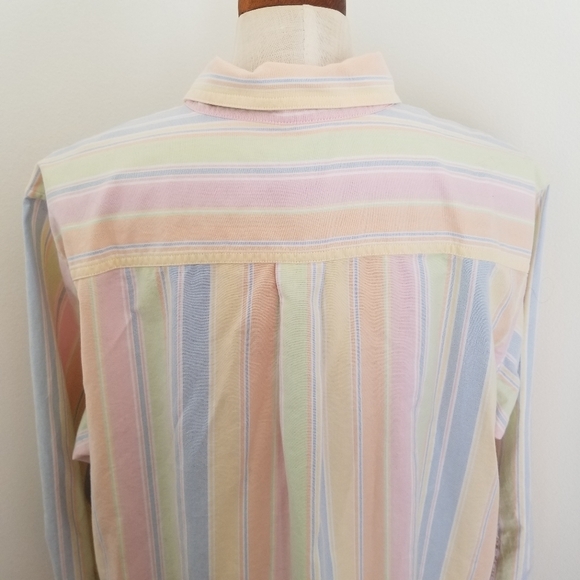 L.L. Bean Plus Size Pastel Stripe Oxford Buttondown Shirt 2X - Picture 6 of 16